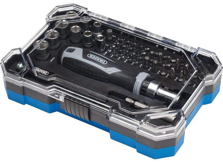 Draper 13442 Soft Grip Ratchet Screwdriver and Bit Set (55 Piece)