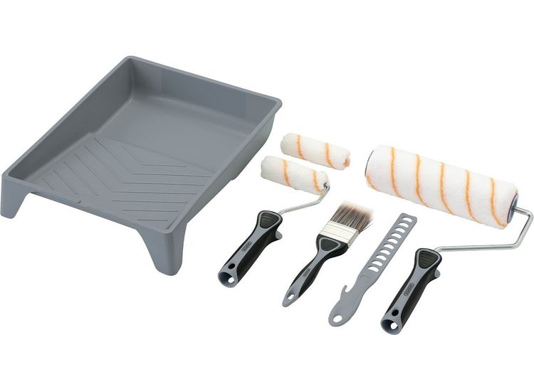 Draper 20787 Medium Pile Polyester Paint Roller and Brush Set with Soft Grip (8 Piece)