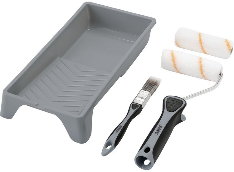 Draper 20796 Medium Pile Polyester Paint Roller and Brush Set with Soft Grip (5 Piece)