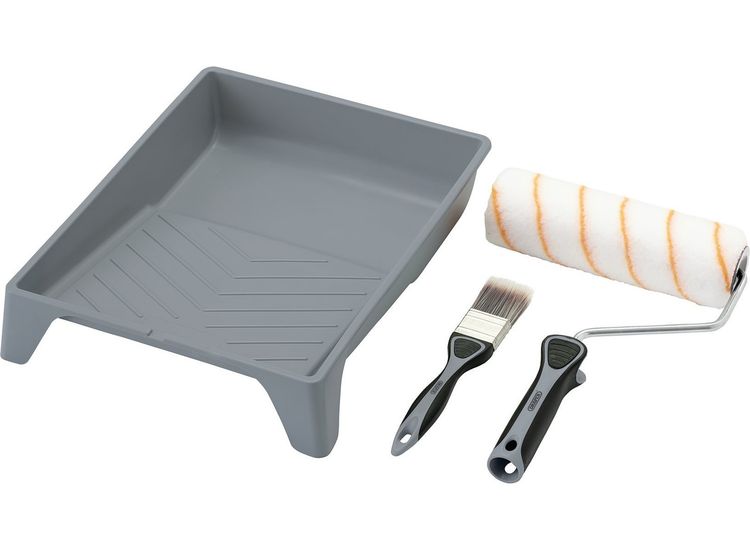Draper 20947 Medium Pile Polyester Paint Roller and Brush Set with Soft Grip (4 Piece)