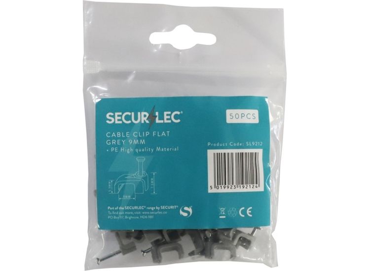 Securlec SL9212 Cable Clip Flat Grey 9mm Bagged