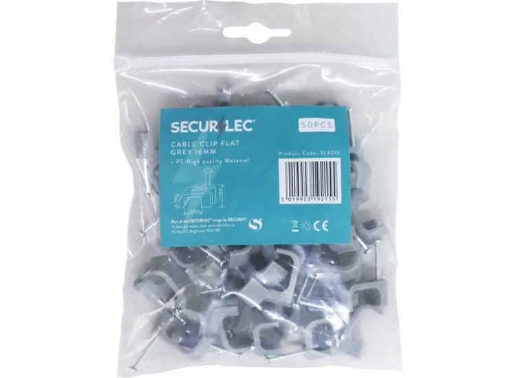 Securlec SL9215 Cable Clip Flat Grey 16mm Bagged