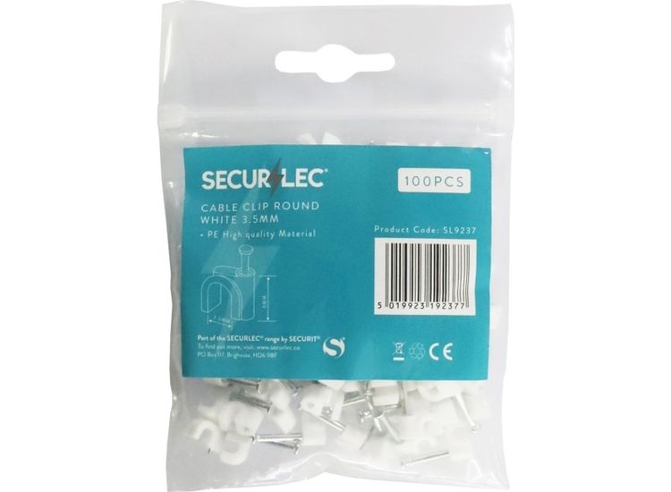Securlec SL9237 Cable Clip Flat White 3.5mm Bagged