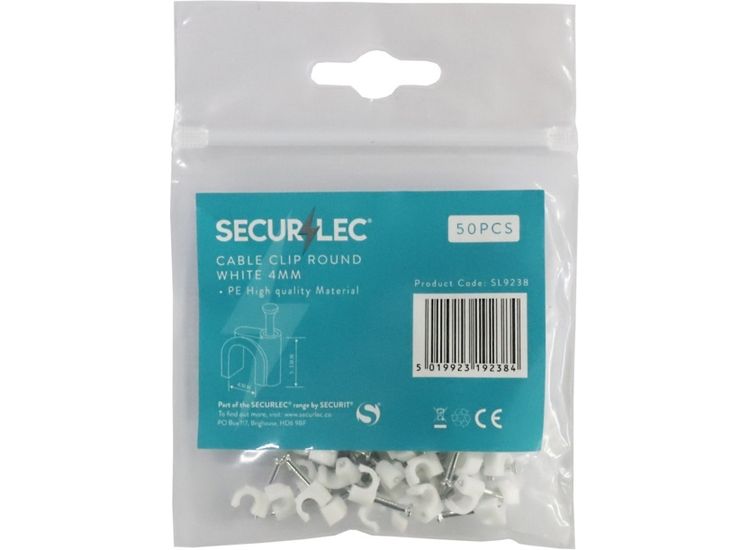 Securlec SL9238 Cable Clip Round White 4mm Bagged