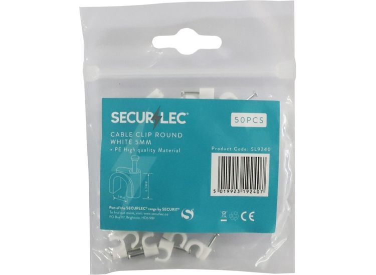 Securlec SL9240 Cable Clip Round White 5mm Bagged