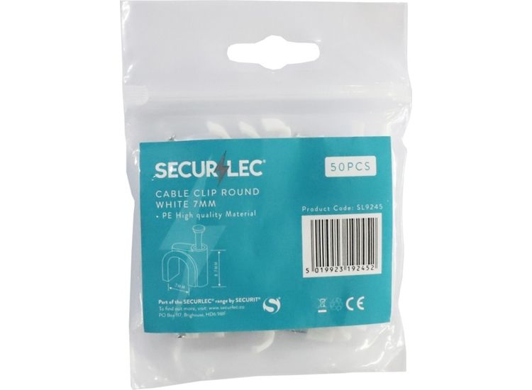 Securlec SL9245 Cable Clip Round White 7mm Bagged