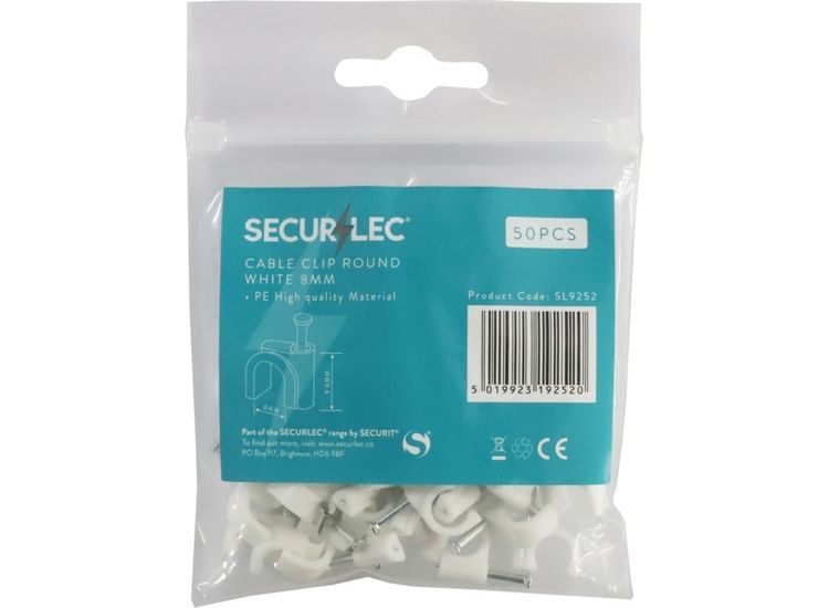 Securlec SL9252 Cable Clip Round White 8mm Bagged