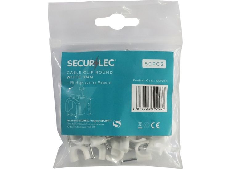 Securlec SL9253 Cable Clip Round White 9mm Bagged