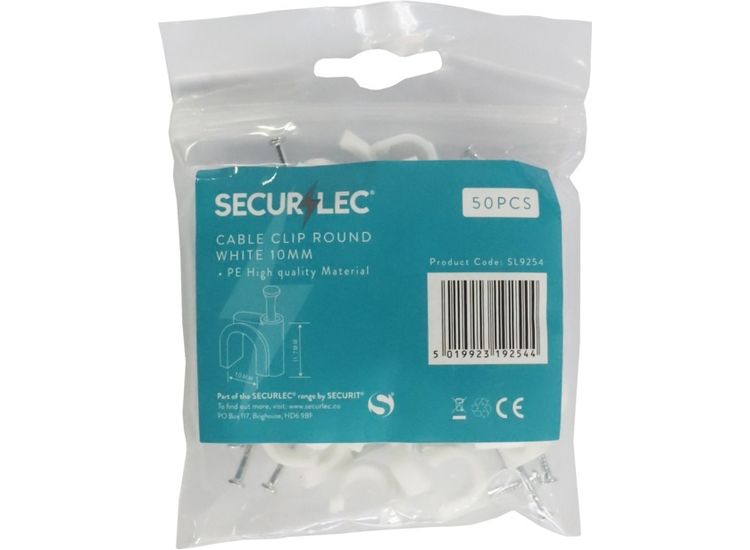 Securlec SL9254 Cable Clip Round White 10mm Bagged
