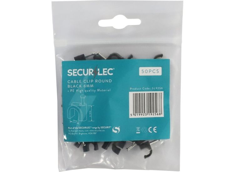 Securlec SL9256 Cable Clip Round Black 6mm Bagged