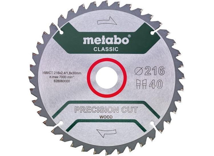 Metabo Precision Cut Wood Circular Saw Blade 216 x 30mm x 40T