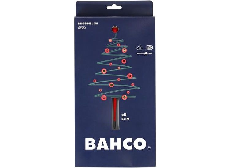 Bahco XMAS BE-9881SL ERGO™ Slim VDE Insulated Screwdriver Set, 5 Piece