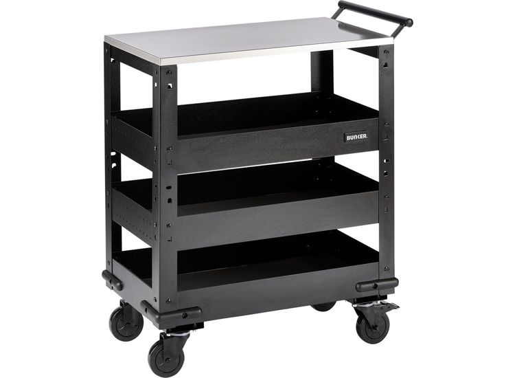 Draper 11585 BUNKER® Modular 3 Tier Trolley with Pull Handle and Stainless Steel Worktop, 714mm