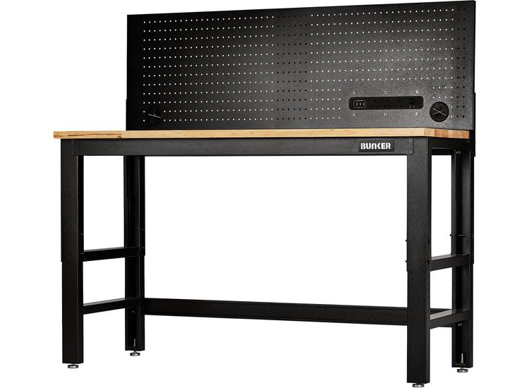 Draper 28096 BUNKER® Workbench with Hardwood Worktop and Power Pegboard ...
