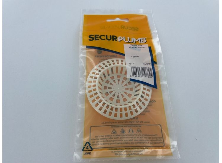 Securplumb SU9682 White Sink Strainer 45mm