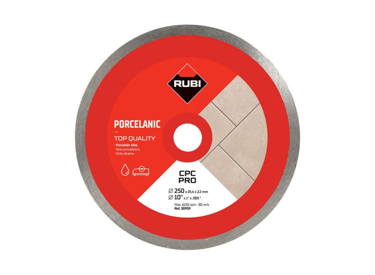 RUBI TILING TOOLS CPC250 PRO Continuous Rim Diamond Blade 250mm