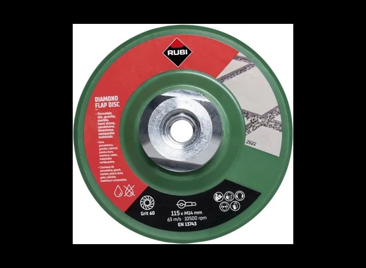 RUBI TILING TOOLS Diamond Flap Disc 115mm x 50/60 Grit
