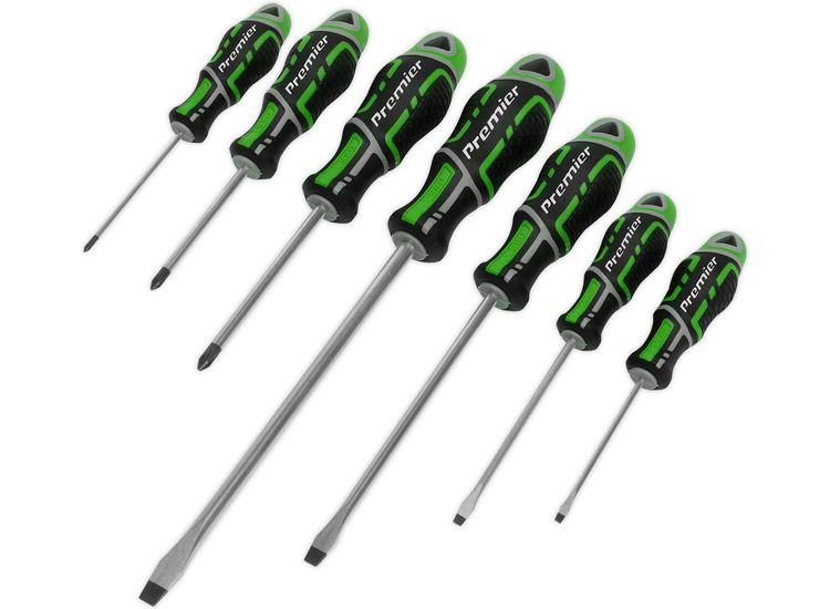 Sealey AK4321HV Screwdriver Set 7pc GripMAX&amp;reg; Hi-Vis Green