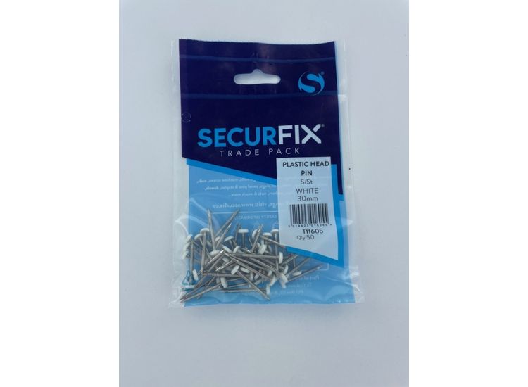 Securfix T11605 S/S Plastic Headed Pin White 30mm