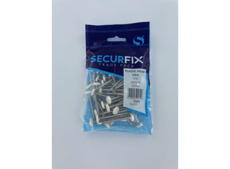 Securfix T11611 S/S Plastic Headed Nail White 50mm