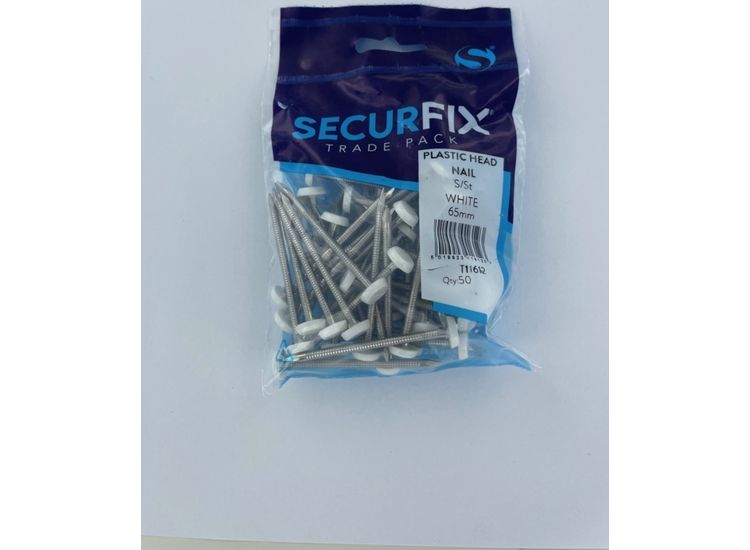 Securfix T11612 S/S Plastic Headed Nail White 65mm