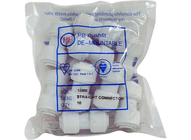 Whitespeed KDSC15 Push-Fit Straight Connector 15mm