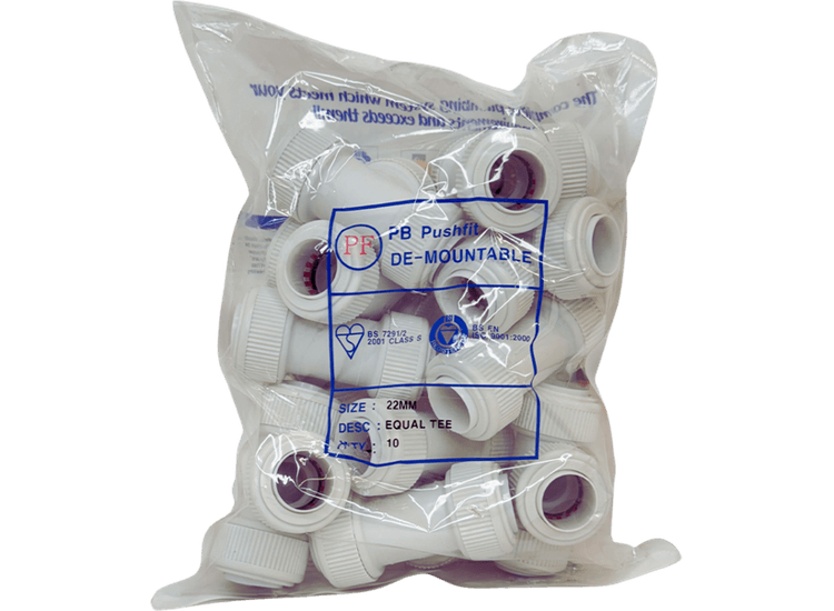 Whitespeed KDT22 Push-Fit Equal Tee 22mm