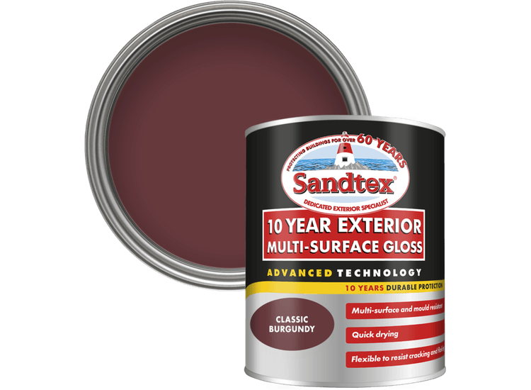Sandtex 5101323 10 Year Multi Surface Gloss Clssc Burgundy