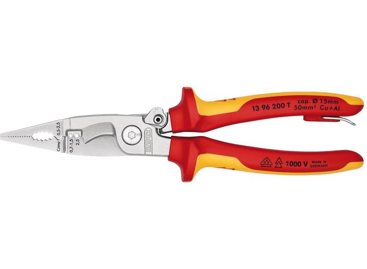 Draper 25221 KNIPEX 13 96 200 T BK VDE Pliers for Electrical Installation, 200mm