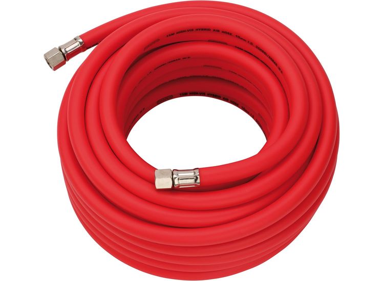 Draper 31731 High Visibility Hybrid Air Hose, 15m x 10mm, 1/4" BSP, Red