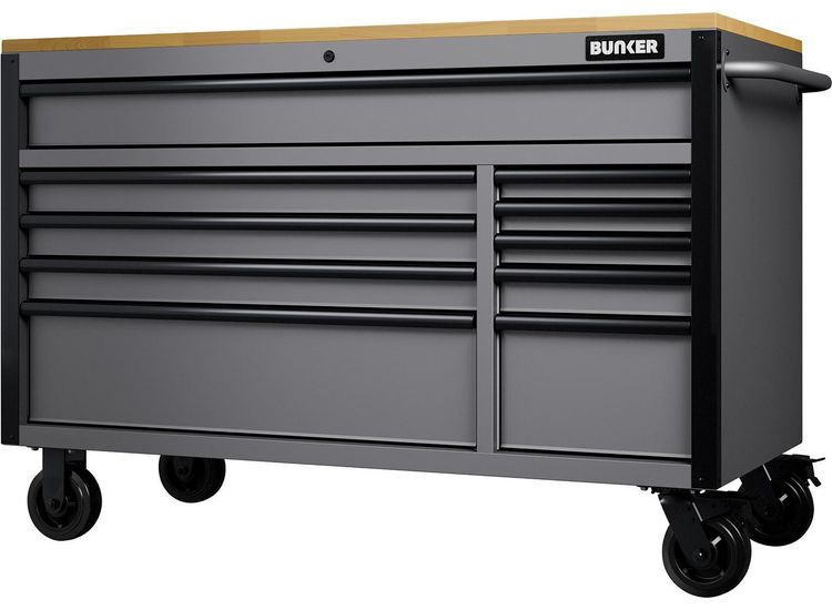 Draper 31760 BUNKER® 10 Drawer Workbench Roller Tool Cabinet, 56", Light Grey