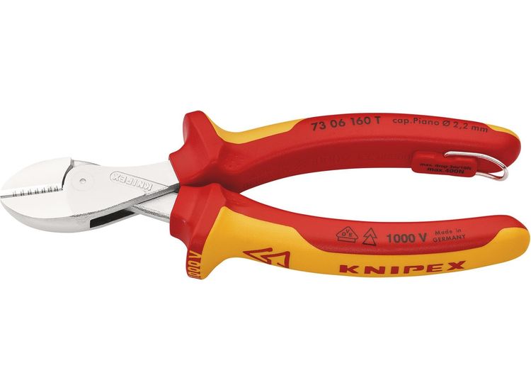 Draper 25610 KNIPEX 73 06 160 T BK X-Cut&amp;#174; VDE Compact Diagonal Cutter Insulated With Multi-Component Grips, 160mm
