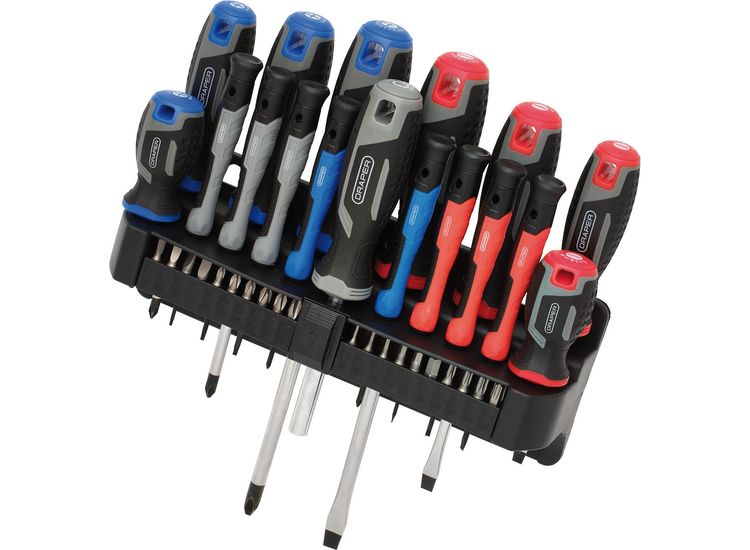 Draper 31672 Screwdriver Set with Wall Mountable Rack (37 Piece)
