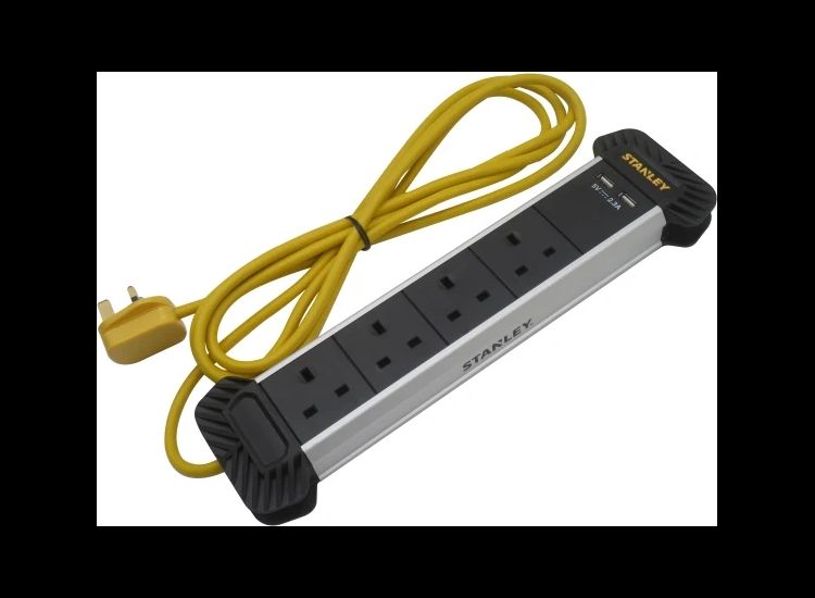 STANLEY® Electrical 4-Gang + 2 USB Powerboard with Cable Management 3m