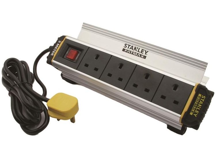 STANLEY® Electrical 4-Gang IP20 Powerboard with Clamp 3m