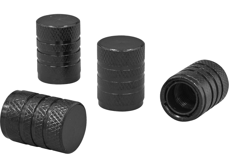 Sealey Aluminium Valve Cap 4pc - Black Anodised VCB4