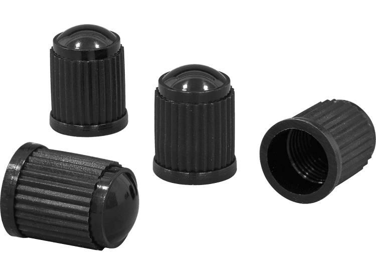 Sealey Plastic Valve Caps 4pc - Black VCP4