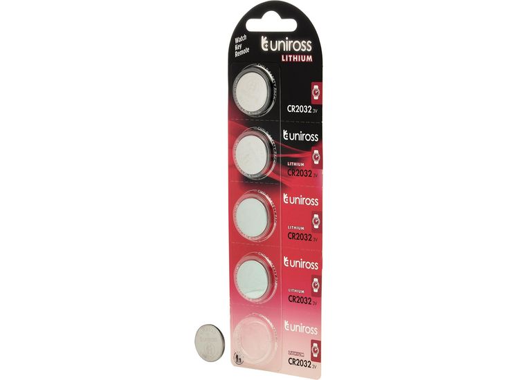 Draper 21600 Uniross Lithium Coin Cell CR2032 Batteries (Pack of 5)