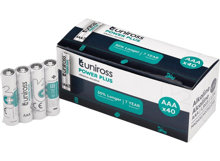 Draper 21605 Uniross LR03 AAA Power Plus Alkaline Batteries (Pack of 40)