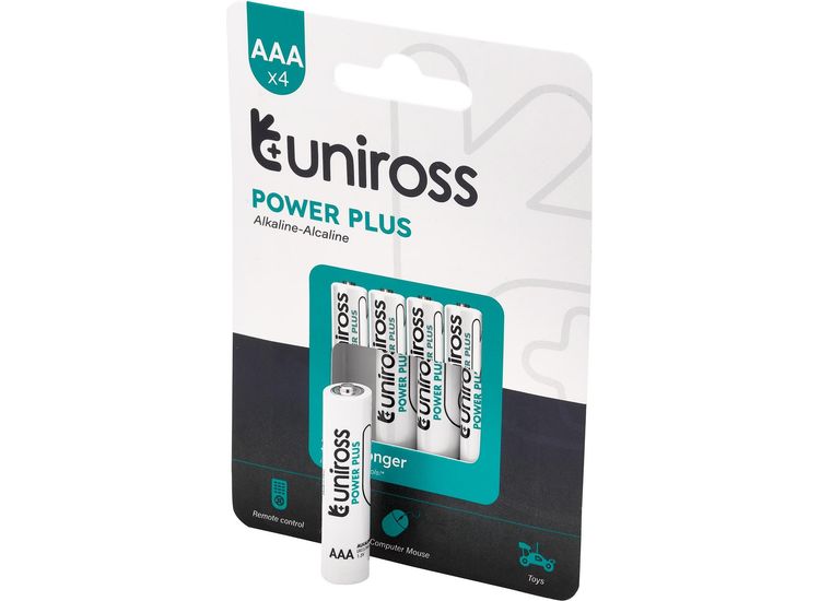 Draper 21606 Uniross LR03 AAA Power Plus Alkaline Batteries (Pack of 4)