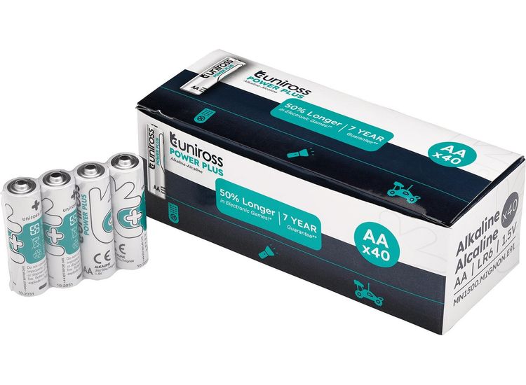 Draper 21609 Uniross LR6 AA Power Plus Alkaline Batteries (Pack of 40)