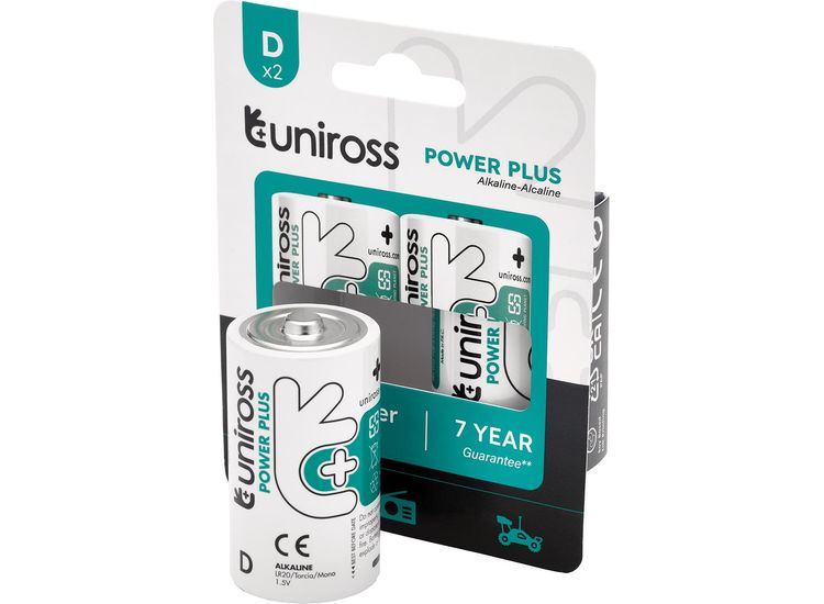 Draper 21616 Uniross LR20 D Power Plus Alkaline Batteries (Pack of 2)