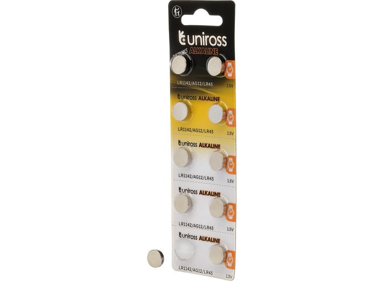 Draper 21697 Uniross Akaline Coin Cells LR44 AG13 Batteries (Pack of 10)