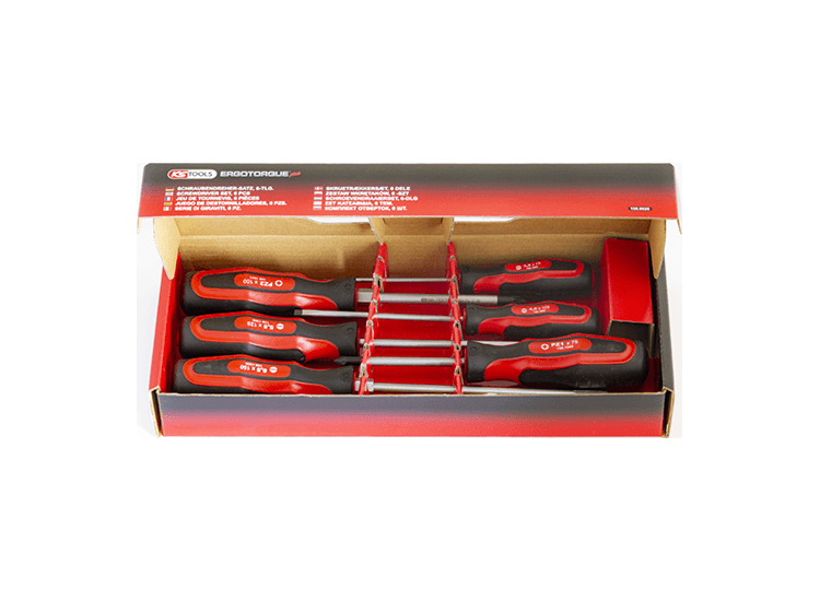 KS TOOLS 'ERGOTORQUEplus<sup>&amp;reg;</sup>' Slotted &amp; POZIDRIV<sup>&amp;reg;</sup> Screwdriver Set