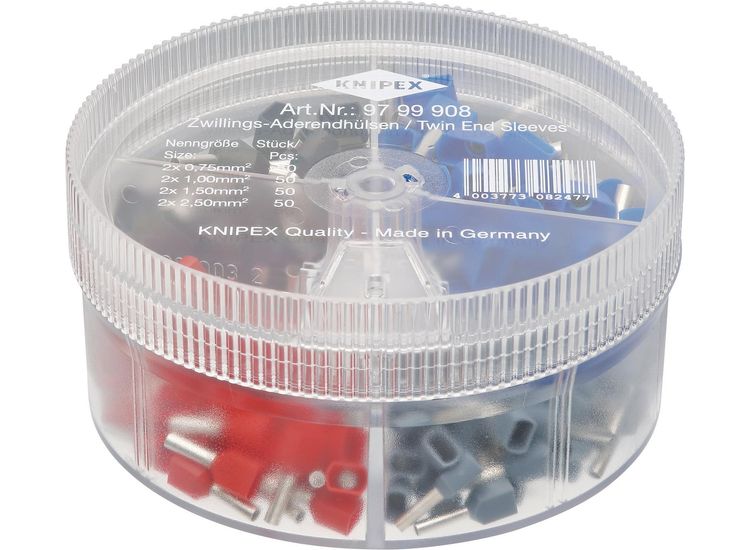 Draper 26154 KNIPEX 97 99 908 Assortment Boxes with 200 Twin Wire Ferrules, 4 Parts