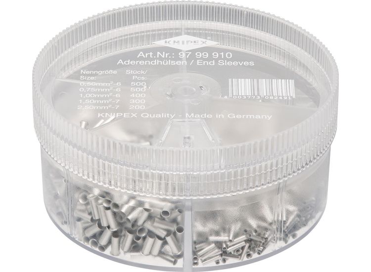 Draper 26156 KNIPEX 97 99 910 Assortment Boxes with 1900 Non-Insulated Wire Ferrules, 5 x Wire