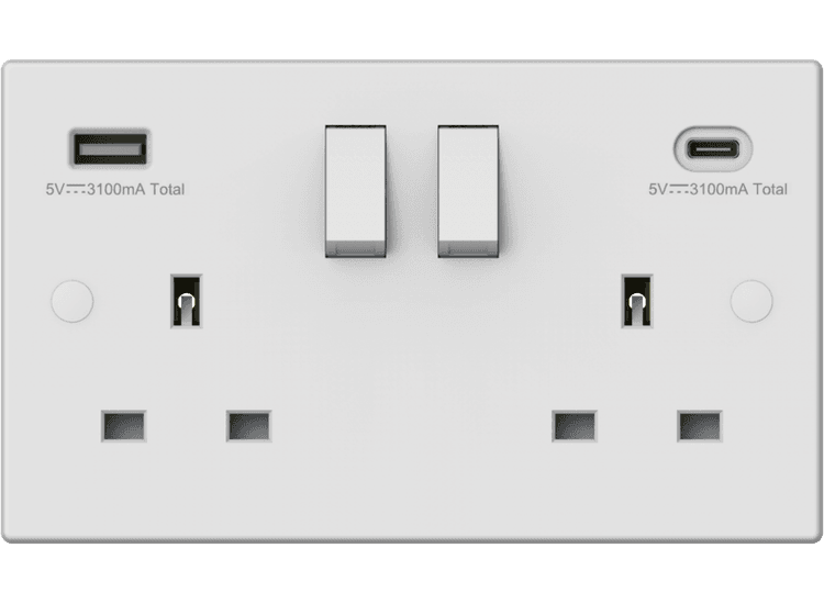 Securlec SL9473 Square Sw/Sckt Usb A+c D/Pole