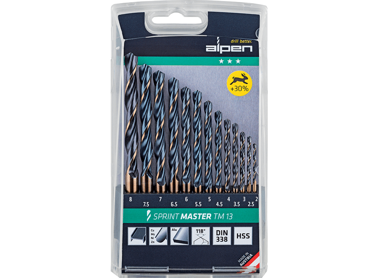 ALPEN 'Sprint Master' HSS Jobber Drill Set - Metric Sizes