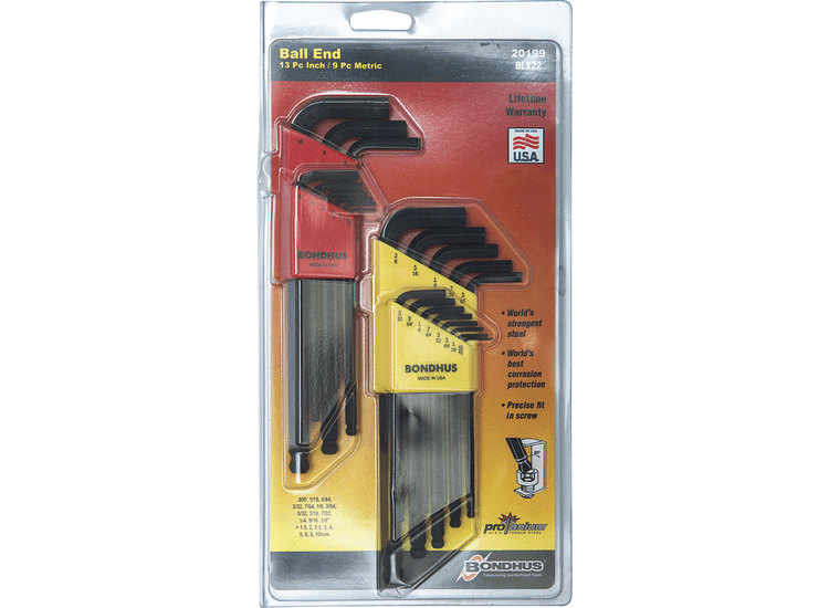 BONDHUS Ball Hex Driver Sets - Metric &amp; Imperial Twin Pack