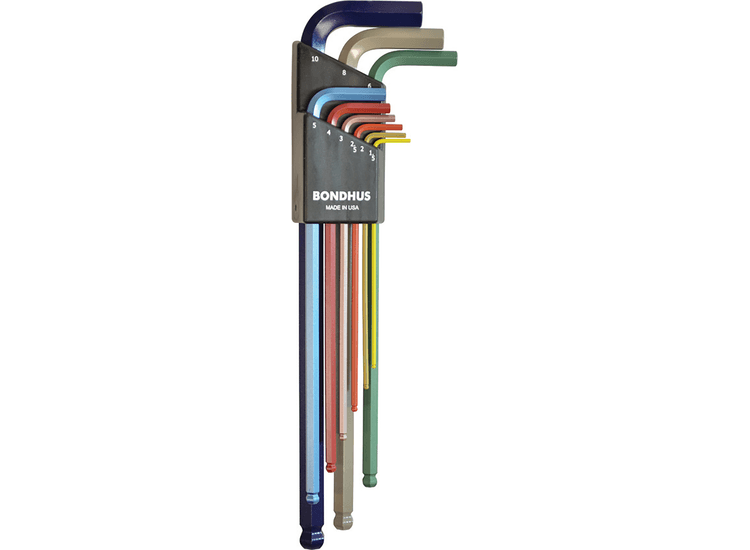 BONDHUS Colour Coded Ball End Hex Key Wrenches - Extra Long Metric Set